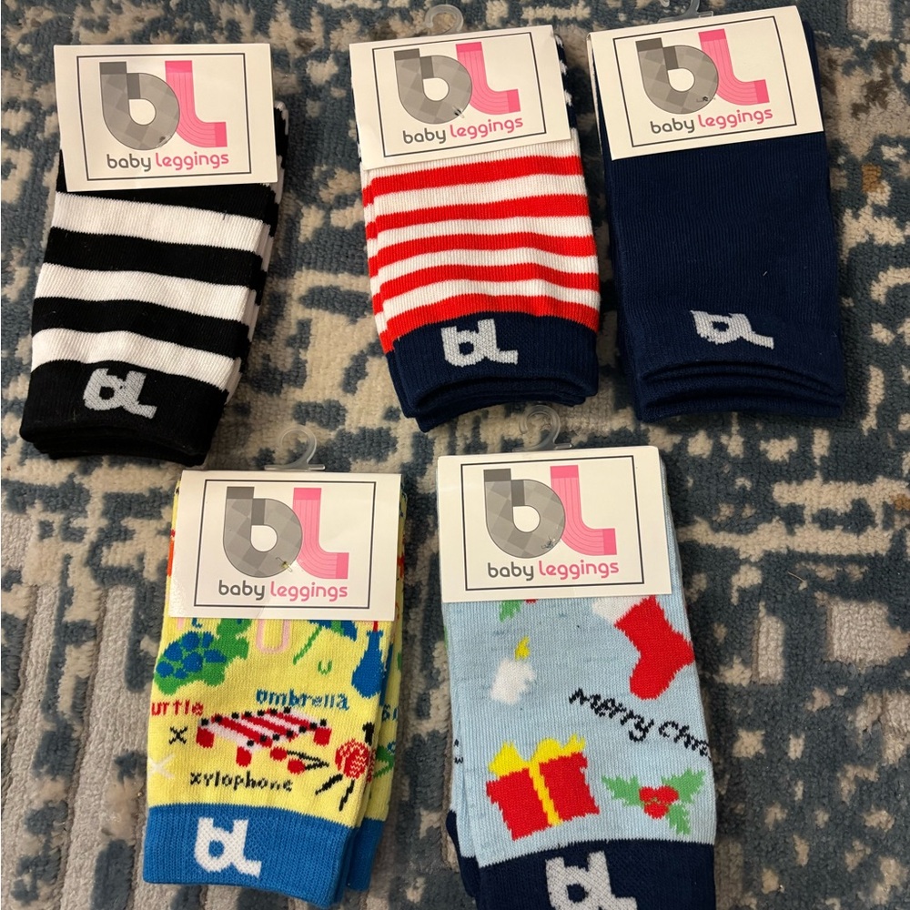 babyLeggings Assorted Baby Leg Warmers - Black, Red, Navy, Yellow, Light Blue
